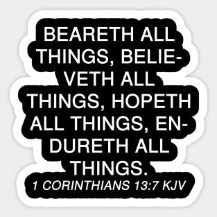 1 Corinthians 13:7 Bible Verse KJV Text Sticker